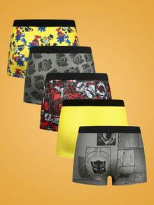 Notgurli Transformers X SHEIN 5pcs/Set Men's Manga Print Boxer Briefs - Multicolor - View 2