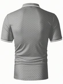 Manfinity Homme 男士休閒印花對比色半開襟鈕扣短袖 Polo 衫 - 灰色 - 查看 2