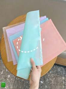 8/10pcs A4 Plastic File Folder, Thickened Transparent Snap Button File Storage Bag, Macaron Color Document Bag, Fashionable File Storage, Student Office Back To School Supplies - A - View 7