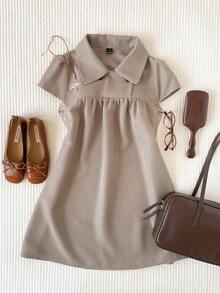 Comfortcana Women's Plaid Cap Sleeve Button Design Casual Mini Dress,Dresses For Women Summer - Mocha Brown - View 6
