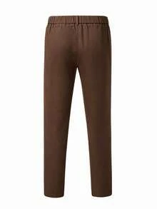Manfinity Mode Men's Casual Minimalist Button Pocket Pants For Commuting And Office - Brown - View 2