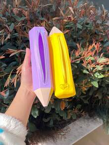 1 PC Multifunctional Durable Zipper Closure Pencil Shaped Pencil Case Pen Holder Organizer For School Office Home Travel Gift Back To School Students Teachers Essential Supplies - multicolor - View 5