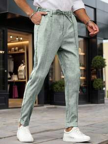 Manfinity Mode Men's Casual Commute Tapered Long Pants - Green - View 4