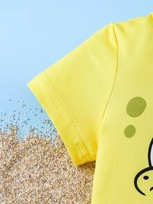 SpongeBob SquarePants | SHEIN 1件男嬰夏季休閒卡通印花短袖T恤 - 彩色 - 查看 6
