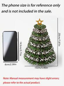 1件 3D木製聖誕樹桌面裝飾，分層雪花飾品，適用於居家桌面節日擺飾，天然原木北歐風節慶裝飾 - 多色 - 查看 4