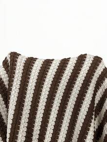 Shapeblank Plus Size Summer Casual Striped Top And Shorts 2 Pieces Set - Brown - View 8