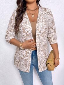EMERY ROSE Plus Size Women's Casual Daily Commute Style Printed Pattern Jacket 2026 - Multicolor - View 5