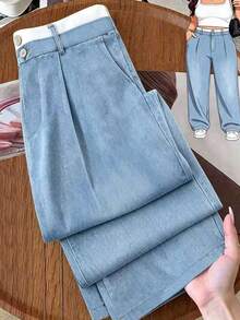 EMERY ROSE Pantalones de talla grande con bloques de color azul claro y blanco - Multicolor - Ver 1