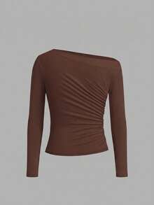 SHEIN Clasi 3 piezas Camisetas de manga larga para mujer Oficina Beige Marrón Otoño Elegante - Multicolor - Ver 5