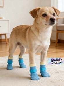 1 Pair Waterproof Anti-Slip Dog Boots - Winter Paw Protection, Small To Medium Dog Slip-On Pet Shoes - Suitable For Walking, Snow Use, Fits Teddy, Golden Retriever And All Dog Breeds (Easy To Put On And Take Off), - Multicolor - View 1
