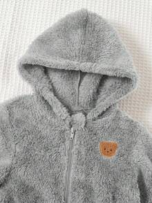 Cozy Pixies 男嬰裝飾編織標籤連帽長袖冬季外套，保暖內裡加厚款 - 彩色 - 查看 5