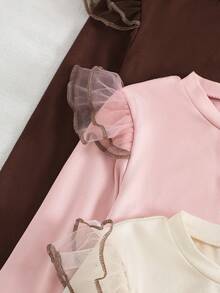 SHEIN Sparklyn 3件組女童秋冬保暖內搭上衣，刺繡愛心長袖上衣，幼女服飾套裝 - 彩色 - 查看 6