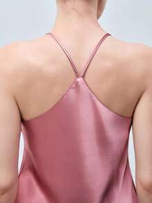 Softvol Satin Cami Top With Shorts PJ Set / Pajama Set - Mauve Purple - View 3