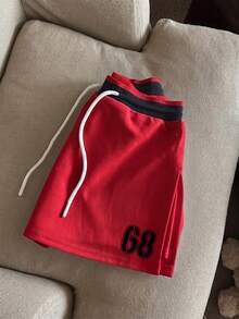 Franclia Women's Drawstring Waist Colorblock Casual Daily Skorts - Red - View 5
