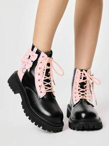 Our Women's Long Boots Dark Rock Punk Goth Boots Y2K Locomotive