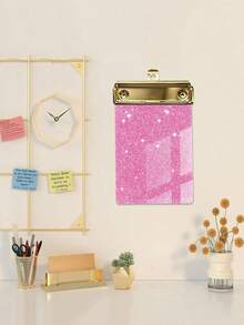 1pc Sparkling Glitter Acrylic Clipboard - PMMA Material, 6 Vibrant Colors (Blue, Pink, Green, Purple, Yellow, White) With Metallic Edges & Sparkling Glitter - Compact Portable Design For Classroom, Office, School, Notebooks & Journals - Multicolor - View 6