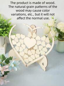 Wooden Heart Guestbook Message Board Frame Wedding Birthday Party Decor Rustic Table Sign Friendly Handcrafted Versatile Centerpiece Keepsake Photo Display - multicolor - View 6
