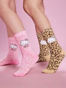 HELLO KITTY AND FRIENDS | SHEIN 2雙透氣吸汗中筒襪 - 混色 - 查看 1