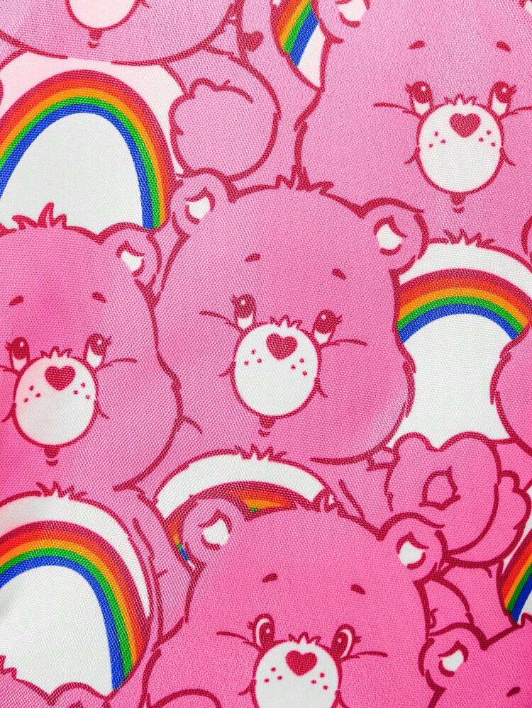 SHEIN X Care Bears Cute Bear Print Foldable Shopping Bag With Drawstring Pouch, Lightweight & Reusable, Perfect For Grocery, Travel And Daily Use - Powder deep powder - View 3