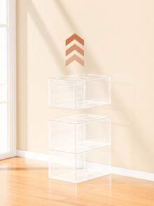 1 X Fully Transparent 6-Sided Plastic Shoe Storage Box; Anti-Corrosion Shoe Display Box For Home Use. - View 2