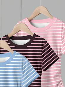 3PCS Tween Girls T-Shirts - Multicolor - View 4