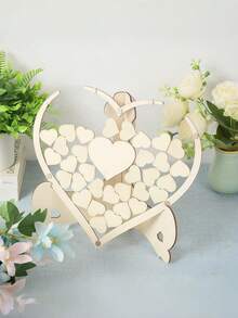 Wooden Heart Guestbook Message Board Frame Wedding Birthday Party Decor Rustic Table Sign Friendly Handcrafted Versatile Centerpiece Keepsake Photo Display - multicolor - View 8