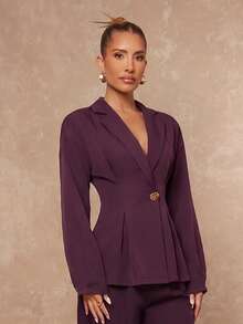 Lumalex Oversized Long Sleeve Lapel Cinched Waist Women's Blazer,New Fall Styles - Red Violet - View 10