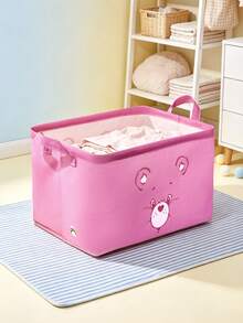 SHEIN X Care Bears Fabric Folding Storage Basket, Household Toy Sundries Clothing Sorting Basket, Large-Capacity Desktop Storage Box - Pink - View 1
