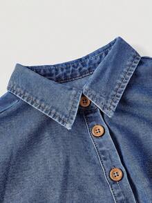Balvessa Women's Casual Denim Dress For Vacation - Blue - View 7