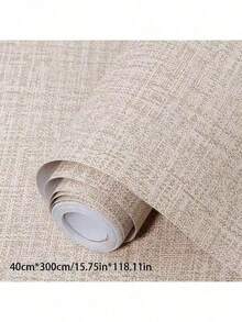 1 Roll Solid Beige Textured Self-Adhesive Wallpaper, Vinyl Material, Suitable For Bedroom, Living Room, Furniture, Cabinet Renovation, Removable And Easy To Clean, Home Decor Sticker, Available In 3m/7m/10m - Beige - View 8