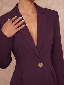Lumalex Oversized Long Sleeve Lapel Cinched Waist Women's Blazer,New Fall Styles - Red Violet - View 6