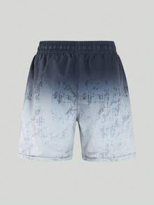 SHEIN Pantalones cortos de playa con estampado degradado para niño preadolescente - Gris - Ver 2