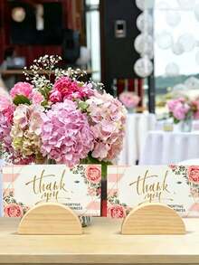 5/10Pcs Wooden Table Number Stands – Semi-Circular Place Card Holders For Weddings, Beach Parties, Birthdays, Restaurants, Durable Elegant Tabletop Decor For Event Planners - multicolor - View 5