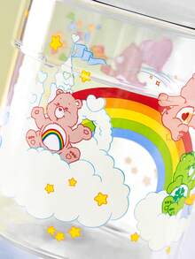 SHEIN X Care Bears 高硼矽玻璃儲存罐，卡通印花，透明化妝品收納盒，適用於棉片、棉棒、牙線、牙籤，可愛桌面收納容器，適合浴室梳妝台使用 - 無色 - 查看 4