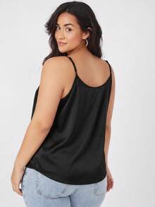 EMERY ROSE Plus Size Summer Elegant Sexy Lace Patchwork Cami Night Birthday Cocktail Black - Black - View 6