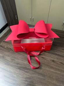 1pc Bowknot Gift Box Set, Durable Plastic & Paper Gift Box With Ribbon Handle, For Gift Wrapping, Floral Packaging, Wedding, Birthday, Valentine's Day, Christmas, New Year, Holiday Party Gift Packaging Supplies - multicolor - View 16