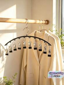 1pc Clothes Hanger, Rotatable Hanging Rack, Space-Saving Curved Hanger For Yoga Pants And Leggings - Closet Organizer With 10 Clips, Pants Socks Hanger For Clothes Shops Valentine DAY, Valentines Wedding, Birthday - Multicolor - View 1