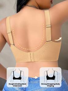 SHEIN Seamless Plus Size Wireless Bra, 1pc - Apricot - View 3