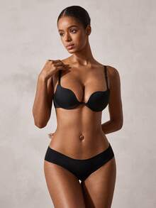 Veilyse Teenage Student Small Bust Underwire Push-Up Bra, Solid Color Minimalist Everyday Bra, Soft Thick Padded Cups, Comfortable Breathable Sexy Lingerie, Suggest Ordering One Size Up - Black - View 1