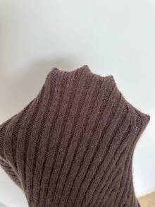 Aloruh Women's Autumn/Winter New Ribbed Dark Brown A-Line Long Sleeve Sweater Dress Work Everyday Daily Casual - Brown - View 7