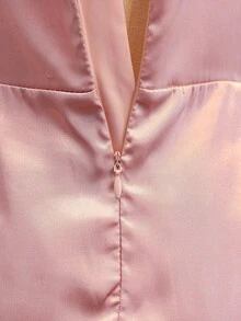 女童優雅夏季灰粉色百褶緞面修身正式禮服，適用晚宴、宴會、婚禮、花童、舞會、畢業典禮 - 粉色 - 查看 7