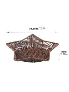 Star Shaped Rattan‑Effect Snack Basket, Deep Color Woven Food Tray, Multipurpose Serving Basket For Fries, Cakes, Nuts, Pastries, Fruits And Vegetables, Practical Food Container For Home Kitchen, Restaurant And Party Use - Dark color - View 12