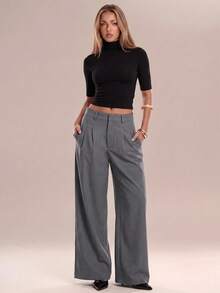 Avantive Women's Fashion Versatile Commuter Office Work Straight Leg Pants Gray Autumn Casual - Brown - View 7