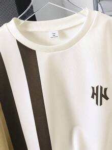 SHEIN Casuvi Kids 青少年男孩圓領長袖對比領口與袖口春秋款T恤 - 彩色 - 查看 3