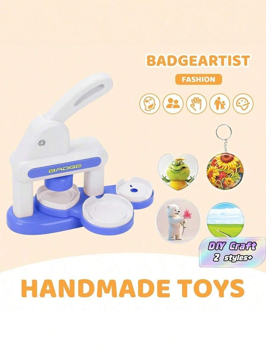 1Set 55mm 35mm Button Badge Maker Machine Multi Size DIY Badge Making Kit 3 In 1 Pin Magnet Keychain Maker With Button Parts Stickers Circle Cutter Scissors Handmade Craft Personalized Gift Supplies