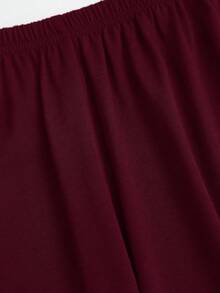 Sweetra New Backless Top And High-Waist Straight-Leg Pants 2 Pieces Set, Suitable For Commuting And Streetwear - Burgundy - View 8