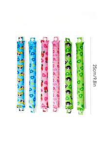 THE POWERPUFF GIRLS X SHEIN 6件組卡通印花免加熱捲髮工具套組 - 彩色 - 查看 6