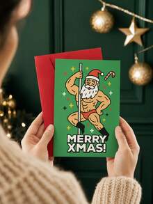Muroi Mono 1 bộ thiệp chúc mừng Giáng sinh hài hước, thiết kế ông già Noel ngồi trên bồn cầu Yule Log, thiệp Noel ngày lễ phong cách táo bạo, thiệp Giáng sinh độc lạ hài hước cho gia đình bạn bè đồng nghiệp, thiệp ghi chú quà tặng ngày lễ theo mùa vui nhộn - Nhiều màu - Xem 2