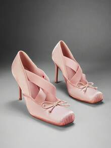 SHUZIA Women's Romantic Chic Sexy Satin Stiletto Pumps - Pink - View 4