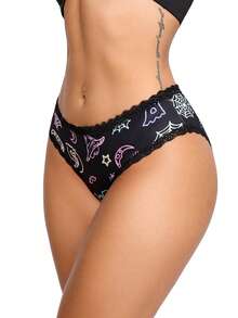 AltBold Set 4 pcs Celana Dalam Wanita Seksi Motif Grafis Y2K Model Segitiga - MultiWarna - View 3